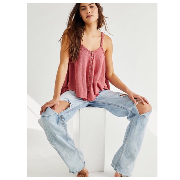 FREE PEOPLE BOHO FLOWY TOP BUTTON DOWN TANK SLEEVELESS BOHEMIAN KNIT TOP A3C - Picture 13 of 16